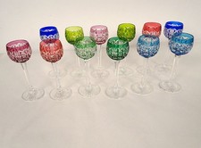 12 St. Louis Crystal Liquor Walking Glasses Color Model Riesling 20th Century
