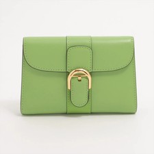 Delvaux Brillant Leather Compact Wallet Light Green