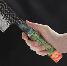 Couteau de cuisine japonais en acier Damas forgé à la main, couteau de chef