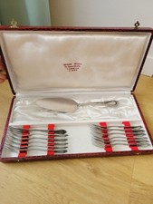 Vintage SMS Dessert Cutlery Household Service 12 Forks + Stainless Steel Shovel 
