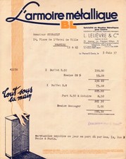 LA PLAINE SAINT DENIS - INVOICE L. LELIEVRE & CIE L' ARMOIRE METALLIQUE BL 1937
