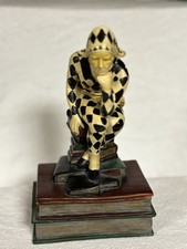 Harlequin Court Jester,  Figure, Resin, 8" Tall, Hand painted