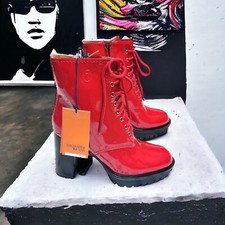 Bottines femme rouge - cuir