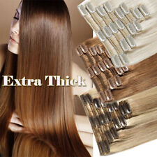 Blonde Thick Double Weft Clip in Real Human Hair Extensions Full Head 100g-300g
