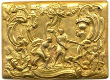 Gilded Bronze Plaque Mythological Hunting Scene - Mid 18th Century "Rockaille"