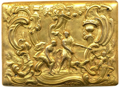 Plaquette bronze doré scène - plaquette,