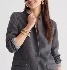 J Crew Leighton Blazers Jacket Double Faced Wool Blend Gray Sz 6.D183