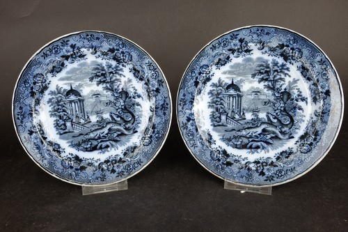 Assiettes château paysage - assiettes, de