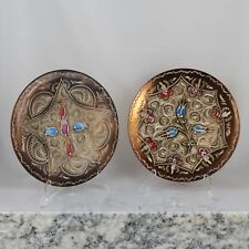 Assiettes décoratives vintage murales en cuivre gravées peintes à la main sty...