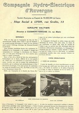 CLERMONT-FD (63) "CIE HYDRO-ÉLECTRIQUE D'AUVERGNE / GROUPE VAUTIER " ADP 1925