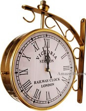 8" Double Sided Wall Clock/Victorian Station Railway Clock/Home & Office Décor