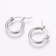 1 P. CREOLES ARGENTE 14mm BOUCLES D'OREILLES ACIER INOXYDABLE HYPOALLERGENIQUE