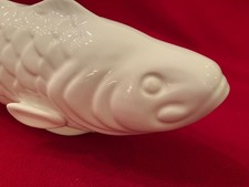 Decorative White Koi or Carp Figurine 16" Long 4.5" Wide, 5.5" High