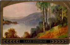 Vintage Postcard Lake Luzerne NewYork Mountain Lake Scene With Forest Trees