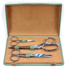 Singer 1950s 3-Piece Scissor Set - RARE Green Case - Sewing Competition Prize?