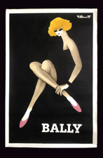 Antique ARCHES paper poster: BALLY SHOES / blonde woman by VILLEMOT