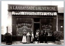 Postcard  Auvergne of Paris Vins Restaurant Cafe Plat Du Jour Billard Reproducti
