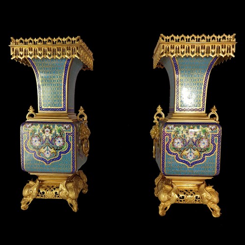 Pair japonisme cloisonné - pair,