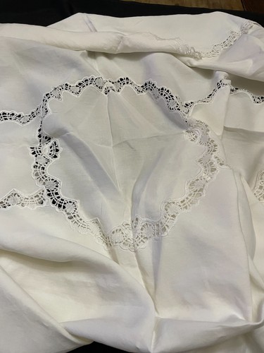 Ancienne nappe lin dentelle - ancienne,