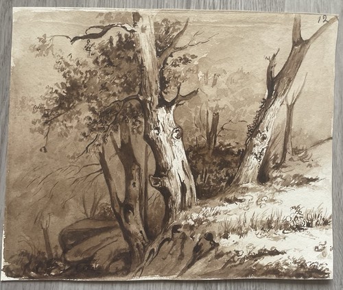 Dessin ancien xixe encre lavis - ancien,