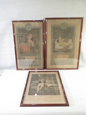 OLD SUITE OF 3 COLORED ENGRAVINGS NAPOLEON AND HIS SON EMPIRE MAHOGANY FRAME