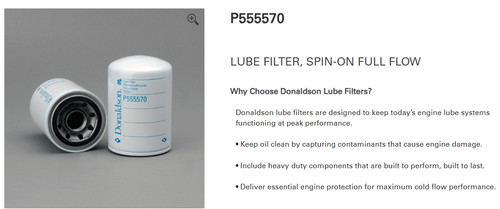 Donaldson p555570 lube filter - donaldson,