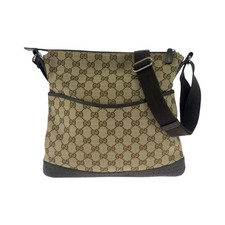 GUCCI Punching Beige Brown Silver Hardware GG Canvas 145857 Shoulder Bag Sacoche