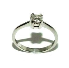 Femmes 18ct or Blanc Fiançailles Bague Parure Avec Carré Diamant, Taille J 1/2