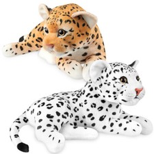 Léopard Peluche Doudou Poupée Peluche Animal Jouet pour Enfants Doux 30cm Couché