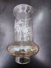 Peach Glass Hurricane Lamp Chimney Shade Luster White Floral Stencil- 7 Avail.