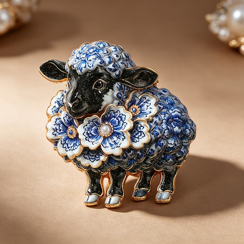 Broche agneau emaillée - agneau,