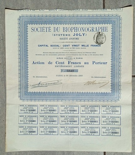 Action 100 francs société - 100,