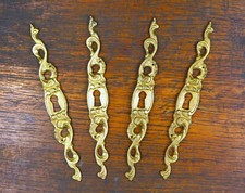 146mm, 4 old bronze or brass lock entrances, furniture, wardrobe, chest of drawers, key