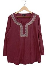 ULLA POPKEN Blouse à manches longues Dames Blouse T EU 48 rouge carmin-blanc