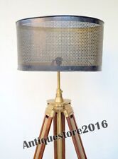 Lampadaire nautique ancien trépied aspect vintage abat-jour sans abat-jour ca...