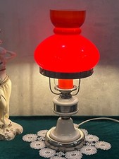 Vintage Art Deco Table Lamp Mid Century Design Bedside Night Light USSR Ruby Red
