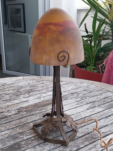 Lampe pate verre champignon - lampe,