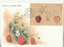 enveloppe 1er jour bloc  fête du timbre  fruit fraise 42 Saint Etienne  2011