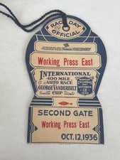 1936 VANDERBILT CUP AUTO RACE TICKET STUB 400 MILE PRESS ROOSEVELT RACEWAY