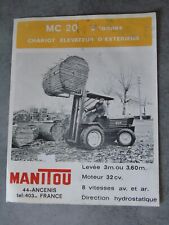 Prospectus publicité Manitou MC 20 chariot élévateur extérieur 2 tonnes, 2 pages