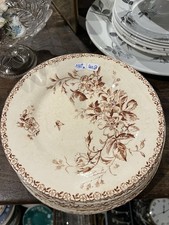 9 Assiettes À Dessert Terre De Fer Gien Modèle Mai Couleur Sépia 