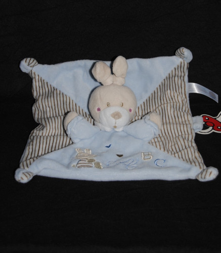 Doudou lapin plat - lapin, bleu