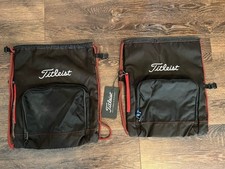 Titleist Players Sack Backpack Travel Bag Drawstring Black/Red RARE Lot Of 2