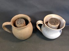 Lot de 2 anciens pot à eau en grès vintage avec réservoir à glace déco bistrot