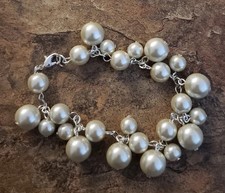 Perle couches bracelet longueur : 7,5" 14K blanc or sur fermeture : homard gr...