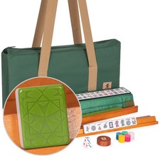 American Mahjong Set, "Verdant Santorini� - 166 Tiles with Green Soft Case