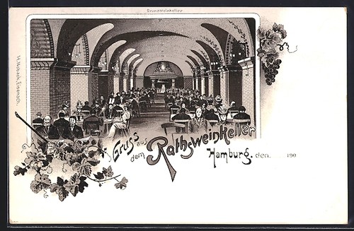 Lithographie hambourg cave à - hambourg,,