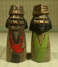 Small Wooden Kokeshi Type Figure / Ainu / Set of 2 / Japanese / Vintage