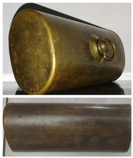 VIEIL OBJET RARE ART POPULAIRE BOUILLOTTE CYLINDRIQUE EN CUIVRE  ÉPAIS ET LOURD 