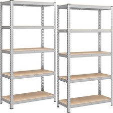 Étagère Rangement 5 Niveaux 40x90x180 cm, 875 kg, Capacité Ajustable, Argent
